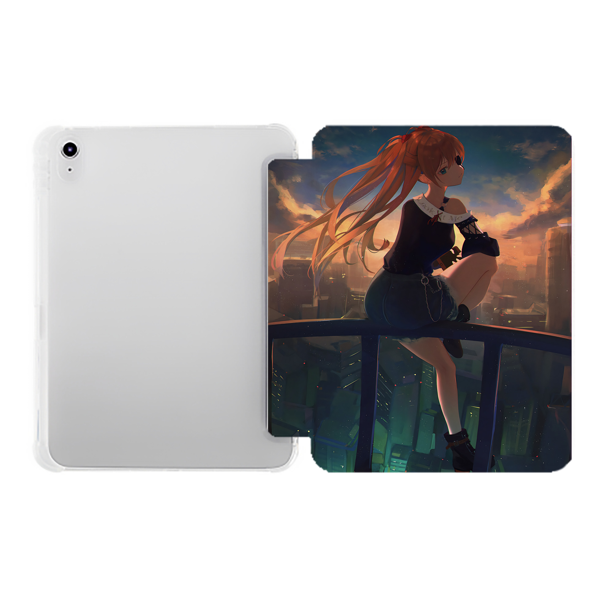 （画像用） EVA 新世紀エヴァンゲリオン IPad ケース ペン収納付き 三つ折りスタンド PUレザー×シリコン 対応機種9.5/10.5/10.9インチ